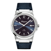 Ferragamo Men’s Swiss Made Quartz Blue Hybrid Strap Blue Dial 41mm Watch SFDT00719